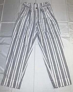 Madewell White and Navy Dark Baltic Stripe Paperbag Tapered Pants Size 00 #5